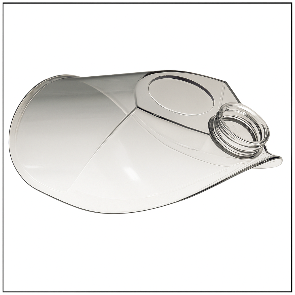 Clear plastic lens on a white background