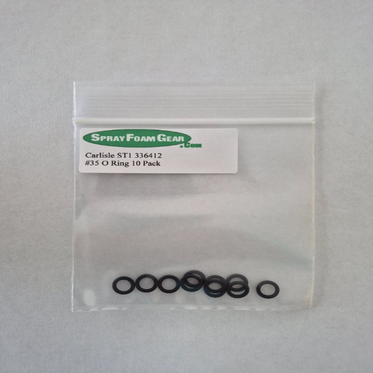 Packaged set of O-rings with 'Spray Foam Gear' label on a gray background