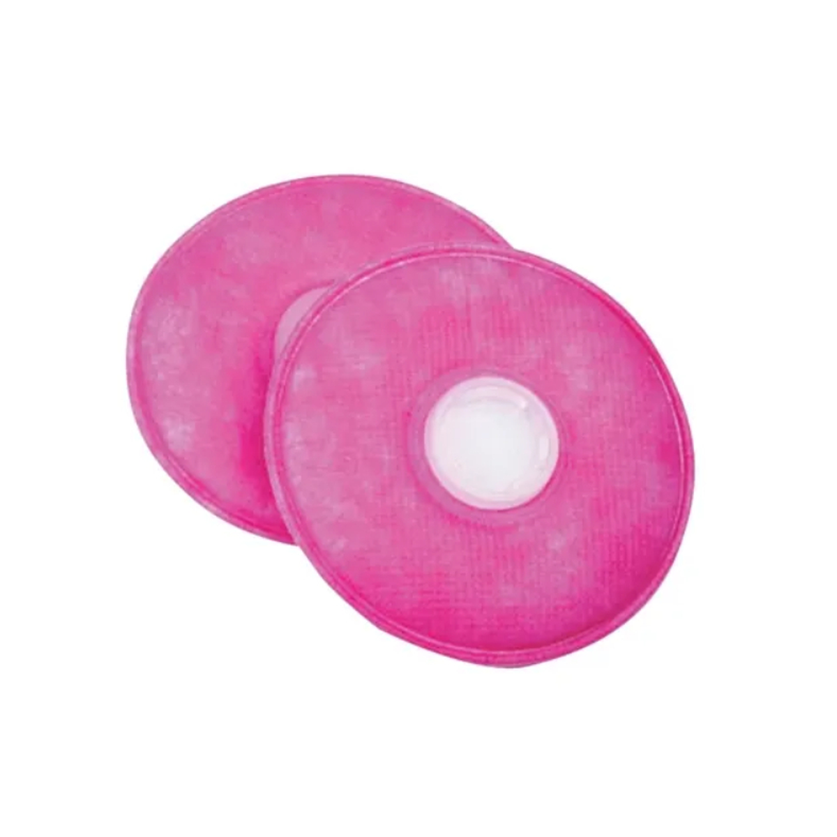 Two pink air filter replacements on a white background