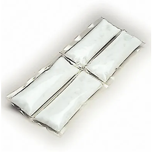 Four white pillows arranged in a diamond pattern on a light gray background