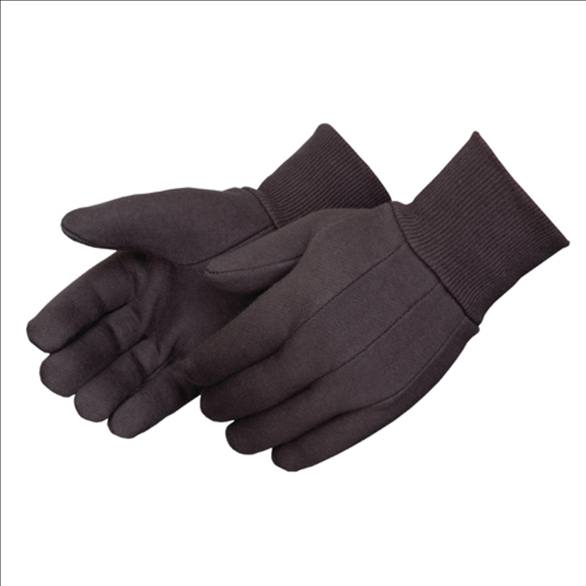 Pair of dark brown gloves on a white background