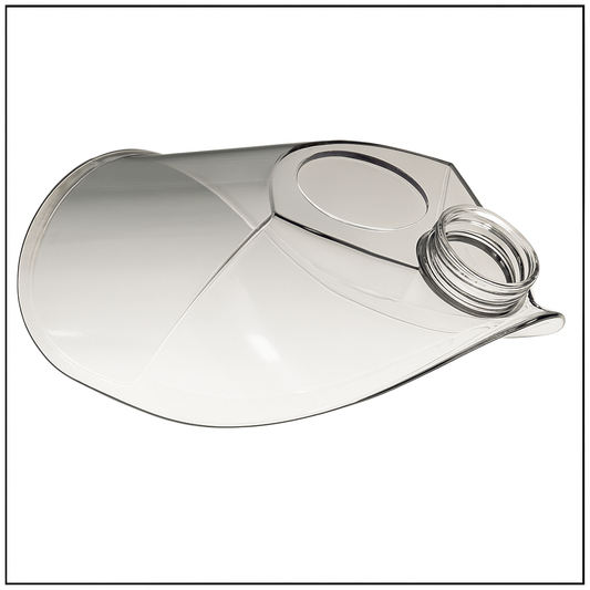 Clear plastic lens on a white background
