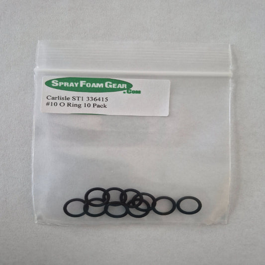Clear bag with #10 O-ring pack labeled 'Spray Foam Gear' on a gray background