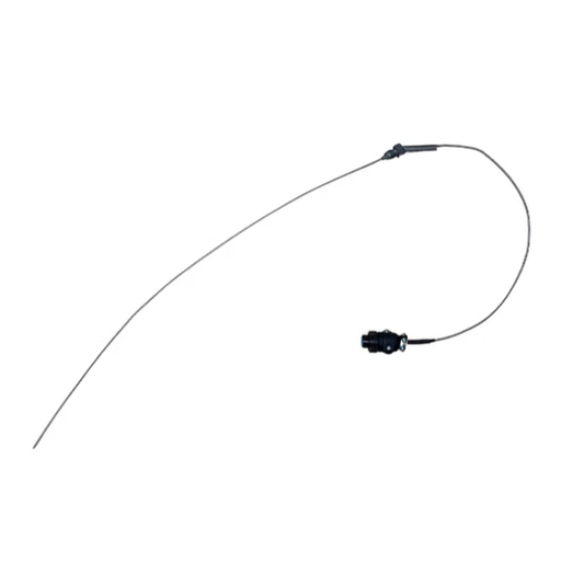Black cable with a connector on a white background