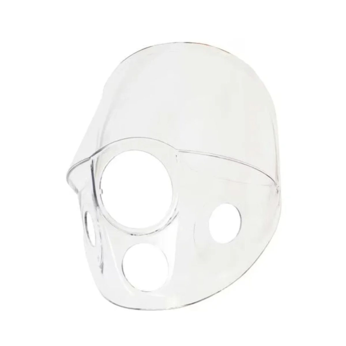 Clear plastic mask on a white background